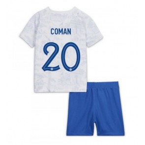 Francja Kingsley Coman #20 Koszulka Wyjazdowych Dziecięca MŚ 2022 Krótki Rękaw (+ Krótkie spodenki)